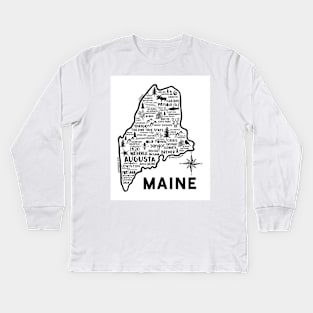 Maine Map Kids Long Sleeve T-Shirt